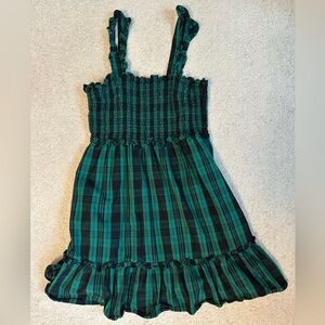 Draper James Teal and Black Plaid Cotton Shirt